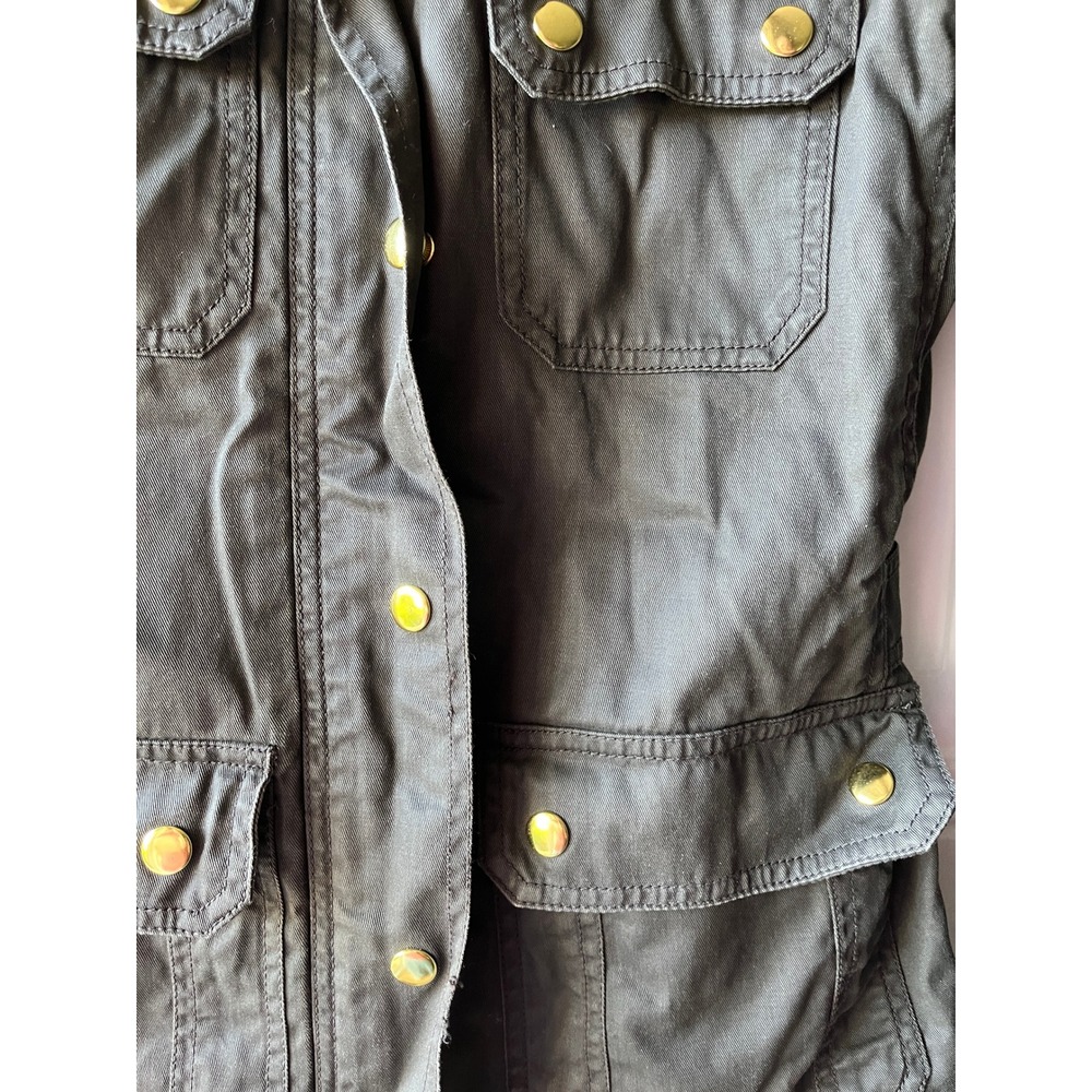 J.Crew XXS Olive Waxed Cotton Field Jacket Gold Snap Utility Coat - Picture 7 of 8